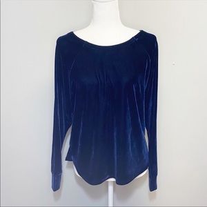 Lilla P Velvet Long Sleeve Criss Cross Back Top